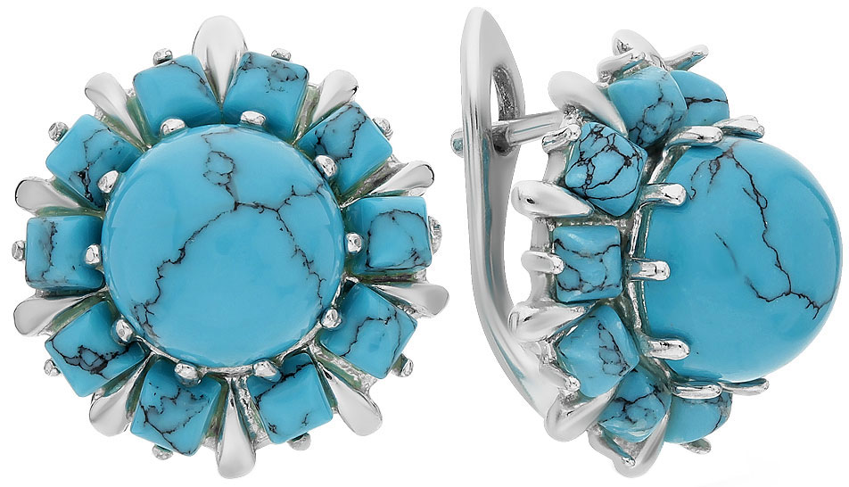 

Серьги из серебра с бирюзой искусственной Darvin 929071334AA, 929071334AA