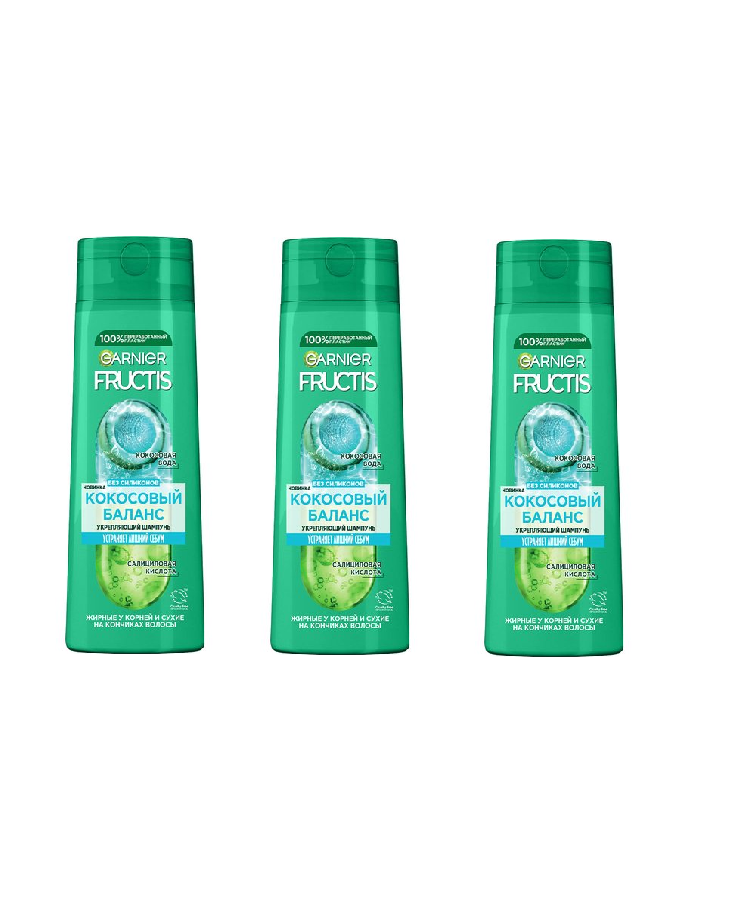 

Шампунь для волос Garnier Кокосовый баланс 400 мл 3 шт, Кокосовый баланс