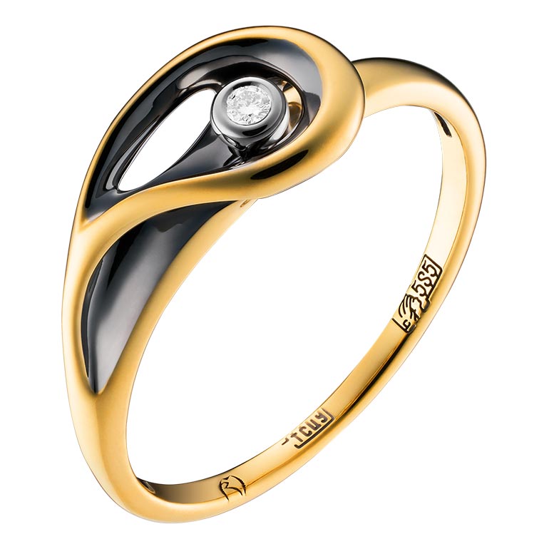 Кольцо из желтого золота с бриллиантом р. 17 Ringo ZK-7591-YW