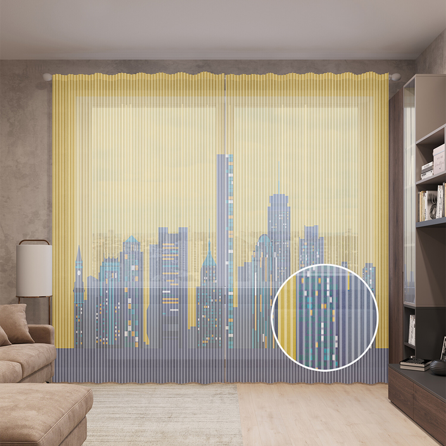 

Тюль вуаль на шторной ленте с принтом JoyArty "Дома Бостона", 310х265 см, Дома Бостона