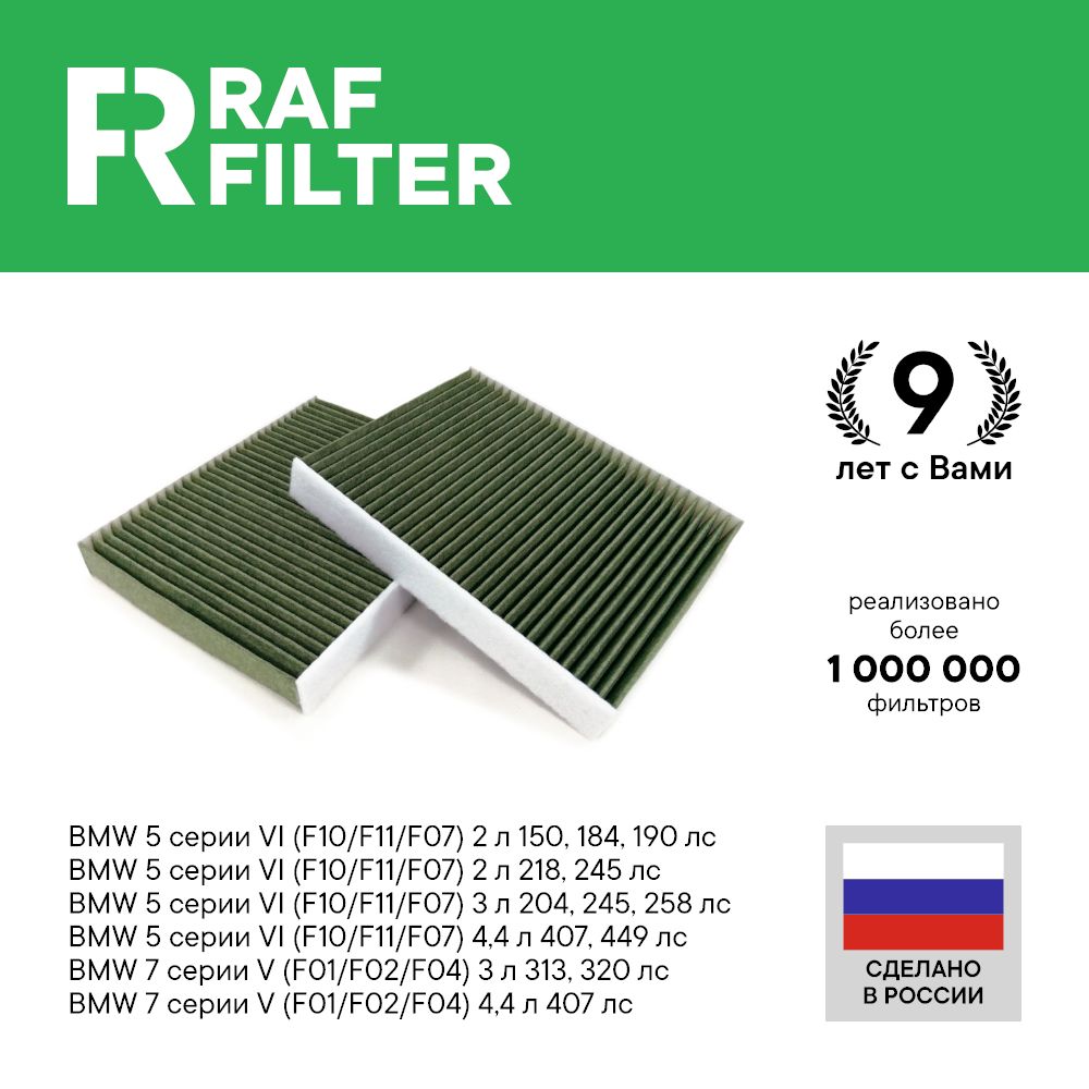

Фильтр салона RAF Filter RF004BMY BMW 5 F10/F11/F07 серия 7, 7 F01/F02/F04 серия 5