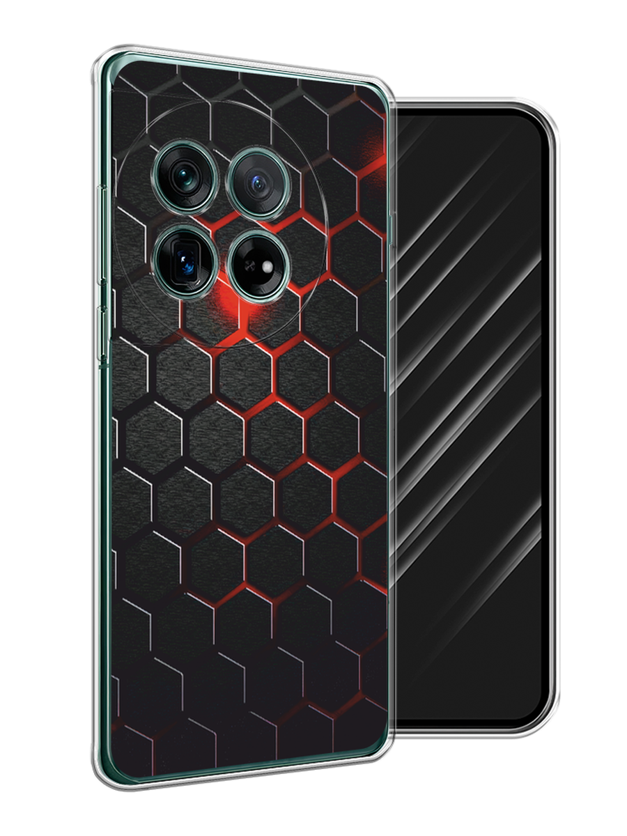 

Чехол Awog на OnePlus 12 "Фон соты красные", Красный;черный, 154450-1
