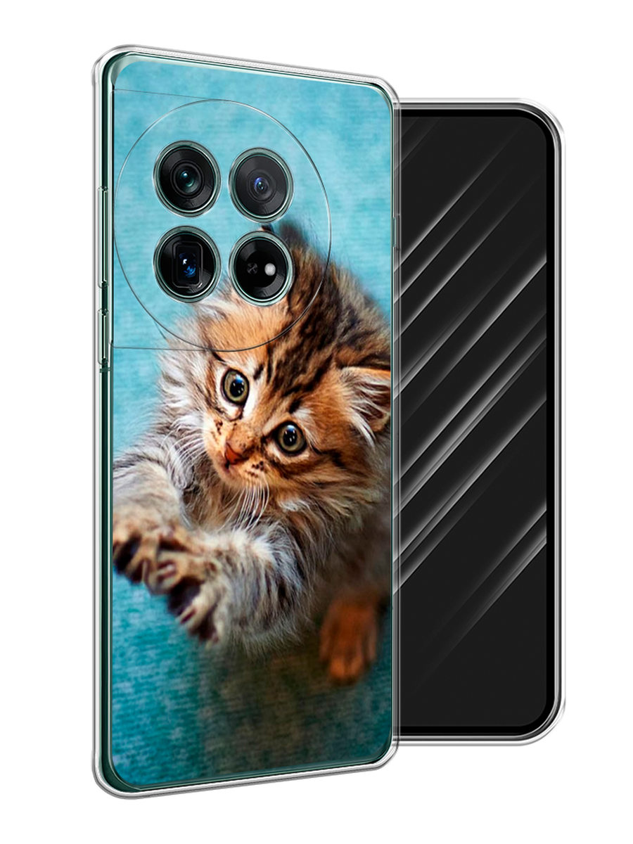 

Чехол Awog на OnePlus 12 "Котенок просит есть", Бирюзовый;коричневый;белый, 154450-1