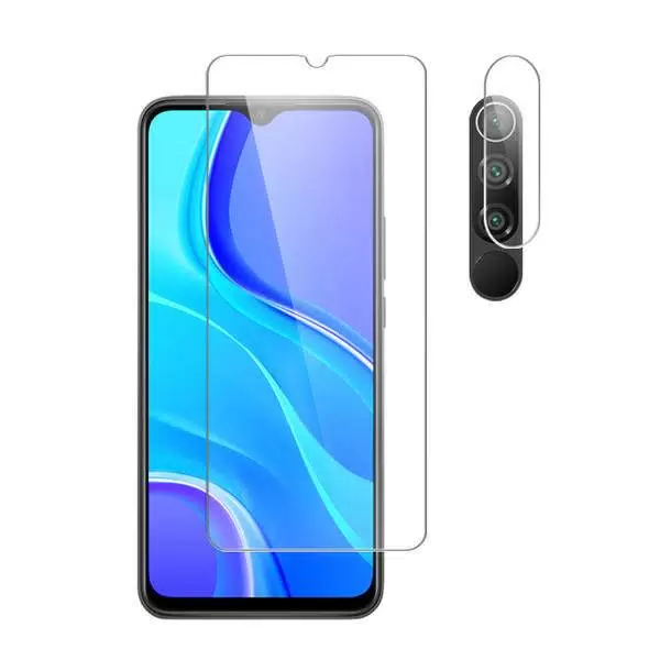 

Защитное стекло для Xiaomi Redmi 9 на экран и камеру гибридное прозрачное, Xiaomi Redmi 9