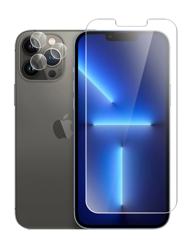 

Защитное стекло для Apple iPhone 13 Pro Max на экран и камеру гибридное прозрачное, Apple iPhone 13 Pro Max