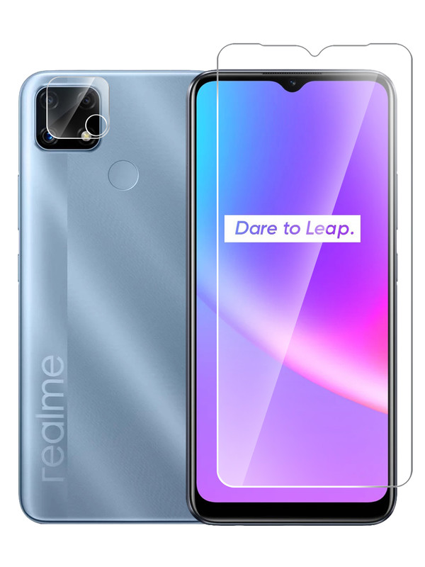 

Защитное стекло для Realme С25S на экран и камеру гибридное прозрачное, Realme С25S