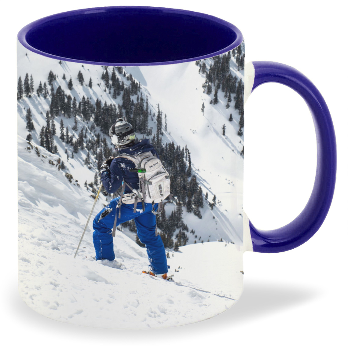 фото Кружка coolpodarok лыжи лыжник гора снег синий костюм стоит