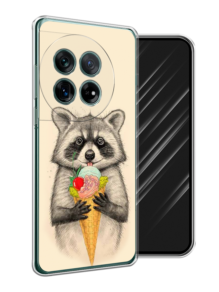 

Чехол Awog на OnePlus 12 "Енот с мороженым", Бежевый;серый, 154450-1
