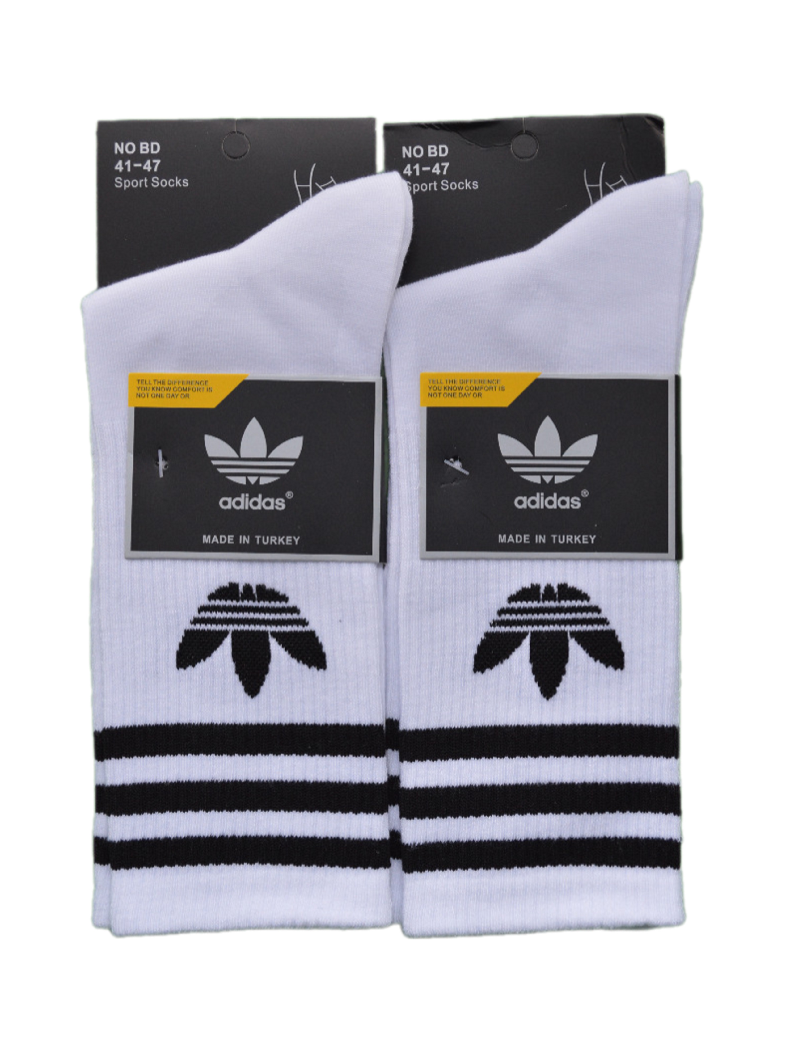 Комплект носков унисекс Adidas ND-01-2 белых 41-47, 2 пары