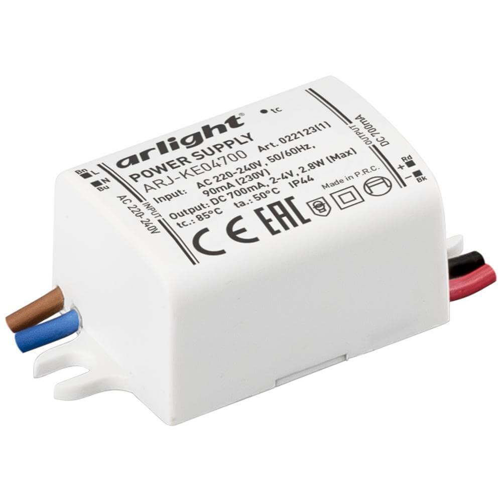 

Драйвер Arlight ARJ-KE04700 2-4V 2,8W IP44 0,7A 022123(1), Белый, 022123(1)