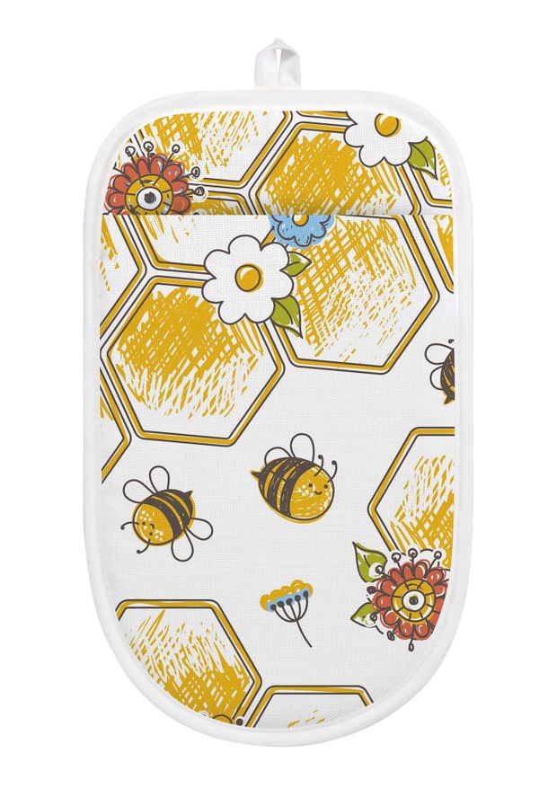 фото Прихватка варежка самойловский текстиль пчелки 17 x 25 см хлопок желтая