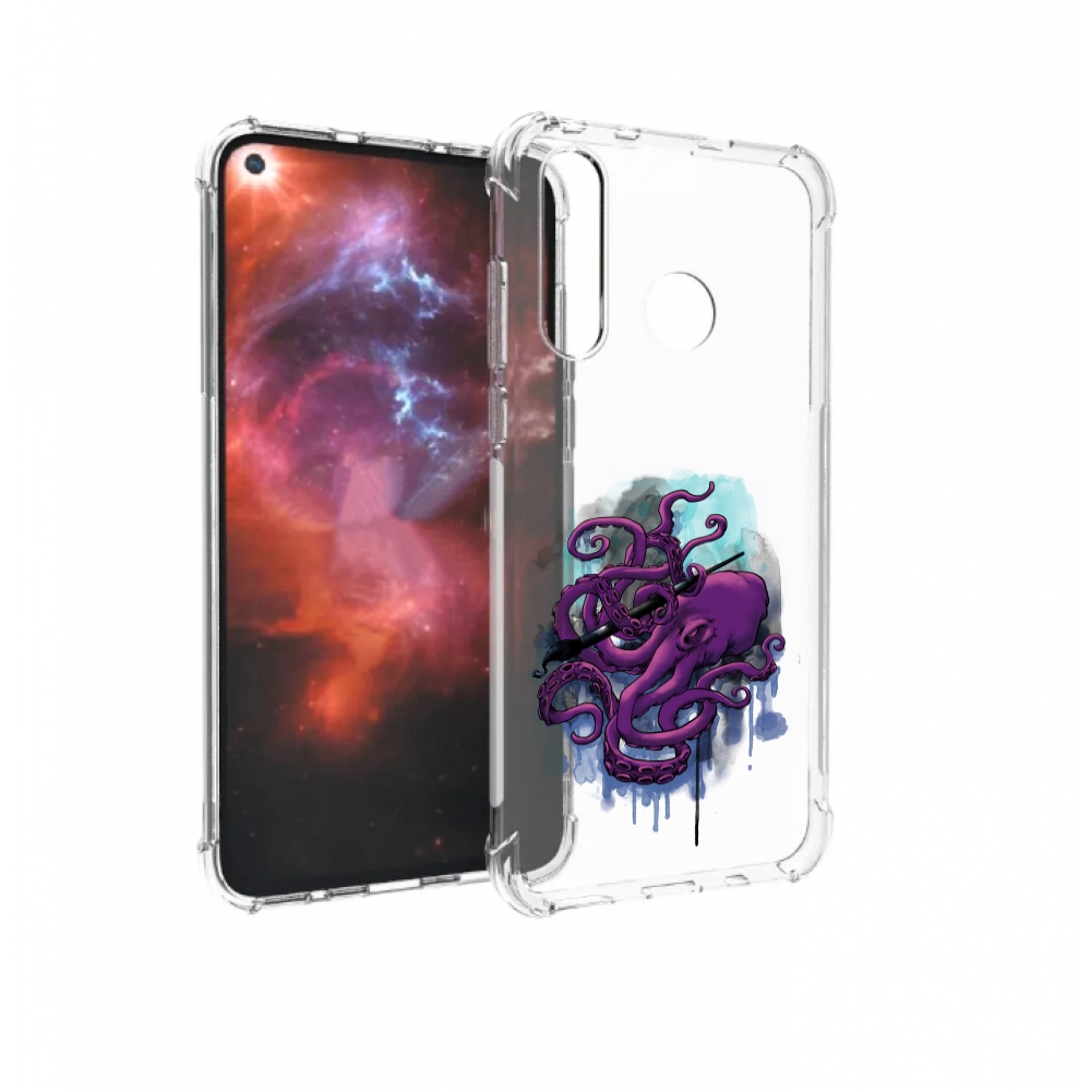 

Чехол бампер MyPads фиолетовый осьминог для Huawei Nova 4 против, Прозрачный, Tocco
