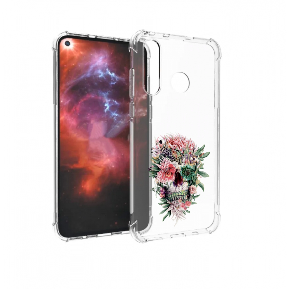 Чехол бампер MyPads череп из цветов для Huawei Nova 4 противоуда