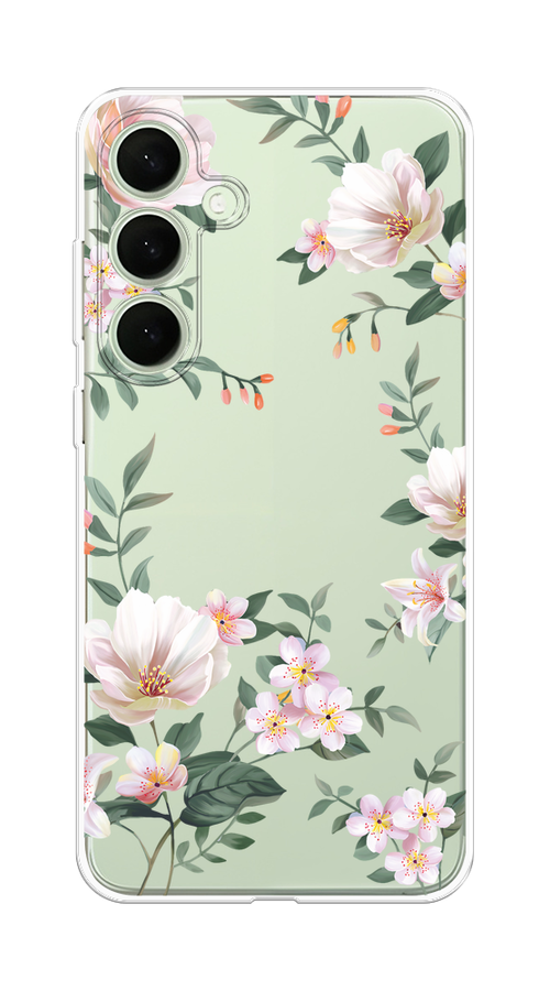 

Чехол на Samsung Galaxy S25 Plus Beautiful white flowers, Бежевый;зеленый, 2110450-1