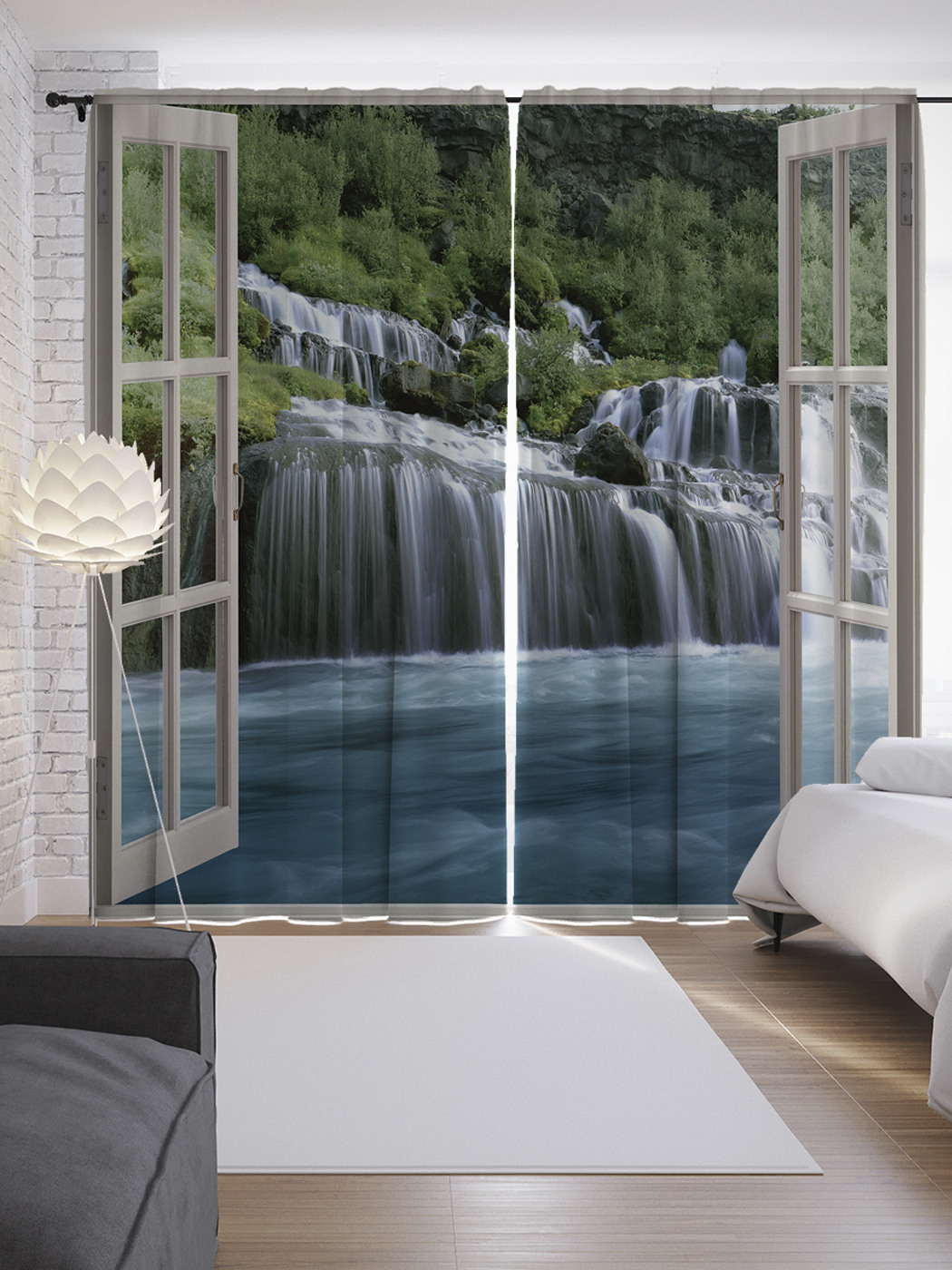 

Шторы JoyArty с фотопечатью "Широкие водопады у окна" из сатена, 290х265 см, Широкие водопады у окна