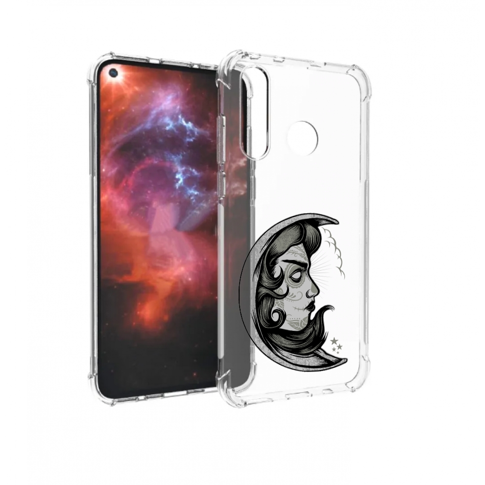 

Чехол бампер MyPads черно белая луна с лицом для Huawei Nova 4 п, Прозрачный, Tocco