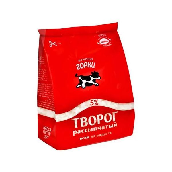 Творог рассыпчатый Молочные горки 5% БЗМЖ 650 г