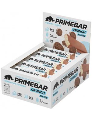 фото Prime kraft протеиновый батончик primebar crunch, сливочное печенье 15шт х 40г (15 шт.)