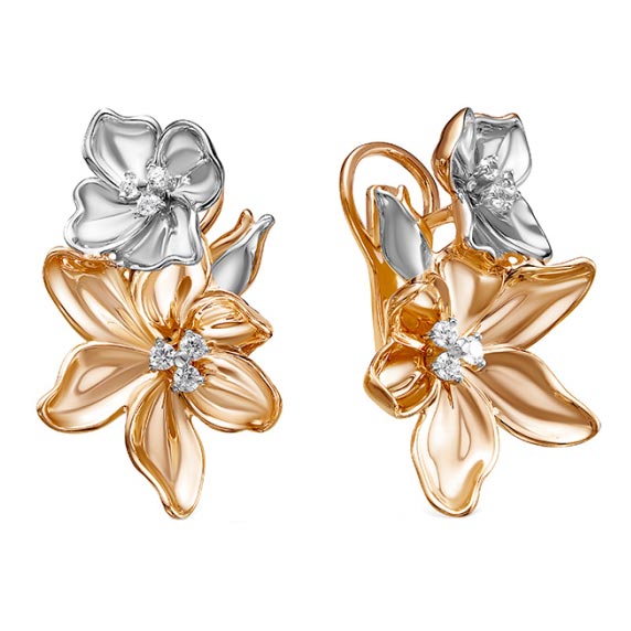 

Серьги из красного золота с фианитом Delta 128920-d, 128920-d