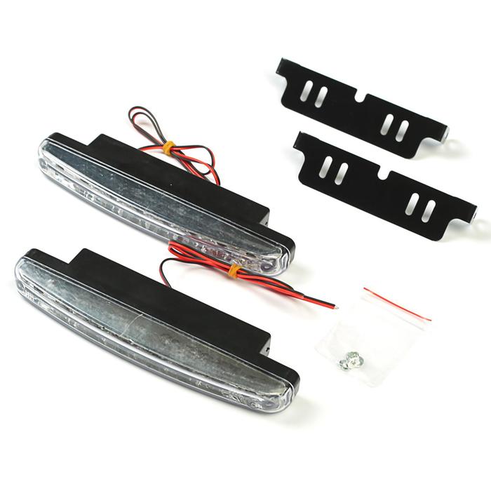 

Дневные ходовые огни KS, KS-008-2, 8 LED, хром, провода, 158х36х18 мм, набор 2 шт