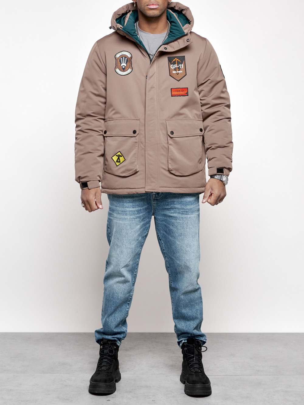 Зимняя куртка мужская AD88917 коричневая M