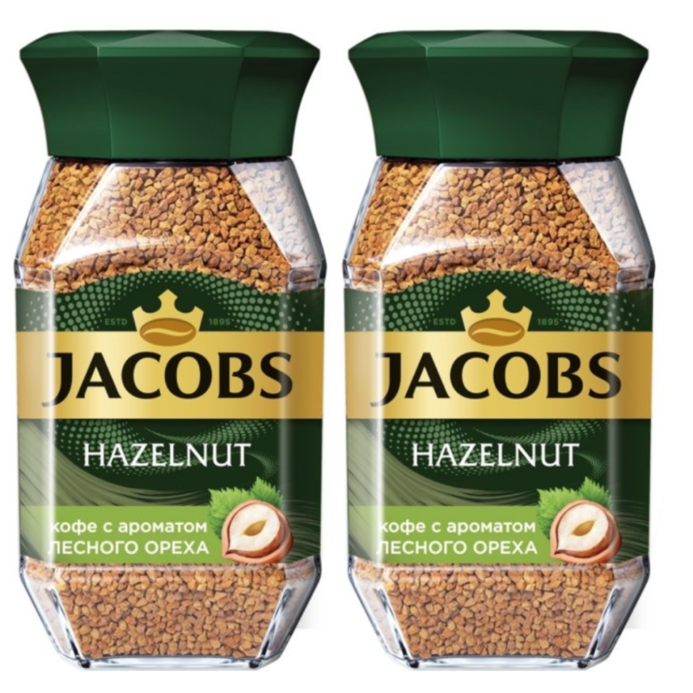 Кофе Jacobs Hazelnut с ароматом лесного ореха растворимый, 2 шт по 95 г