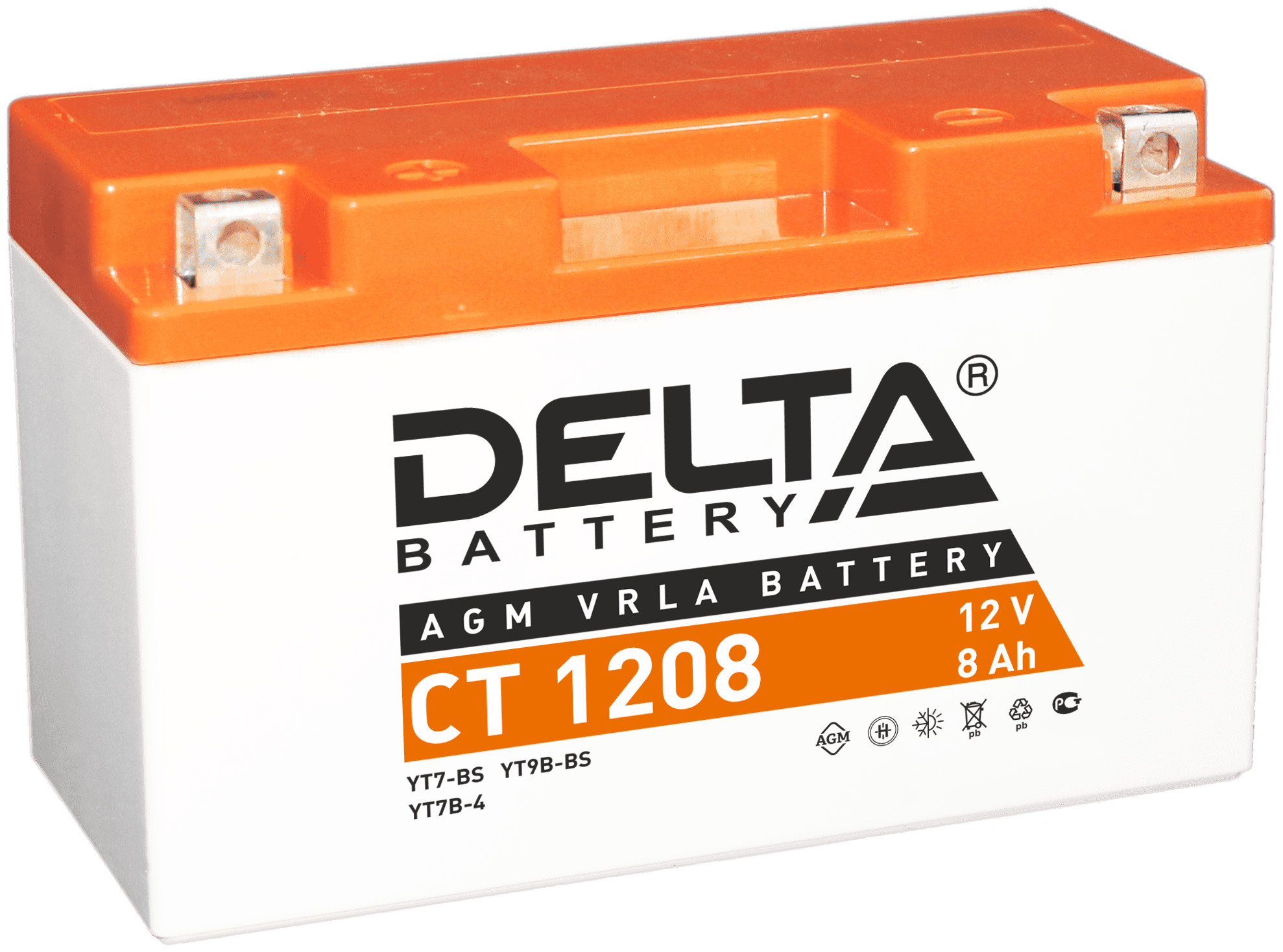 Аккумулятор DELTA Battery мото AGM 8 А/ч прямая L+ 150x66x95 EN130 А CT 1208