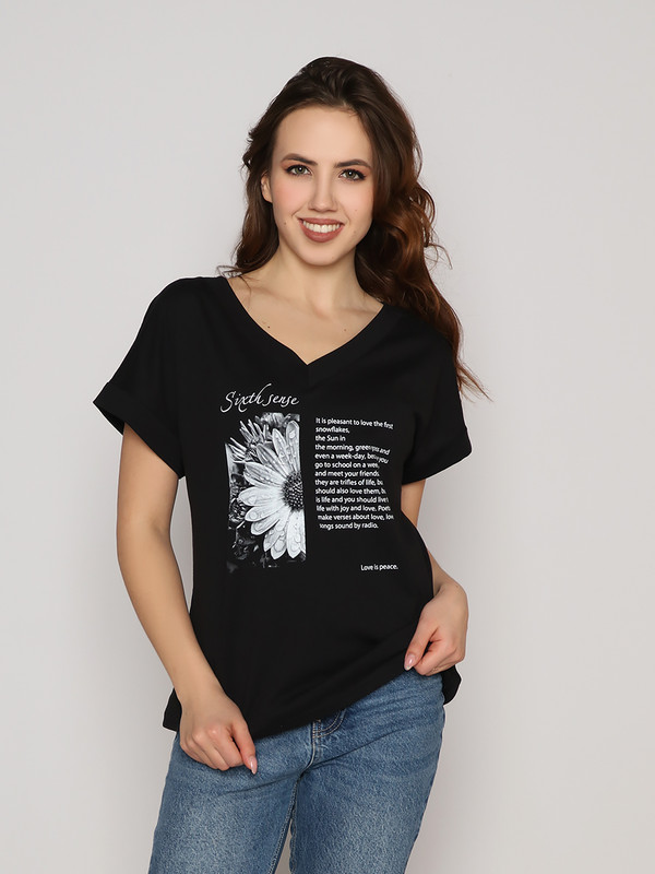 

Футболка женская Fashion Margo ФЖ0015 черная 50 RU, Черный, ФЖ0015