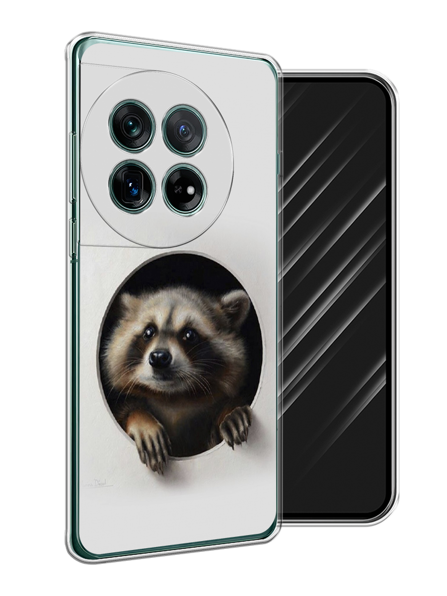 

Чехол Awog на OnePlus 12 "Любопытный енот", Коричневый;черный;белый, 154450-1