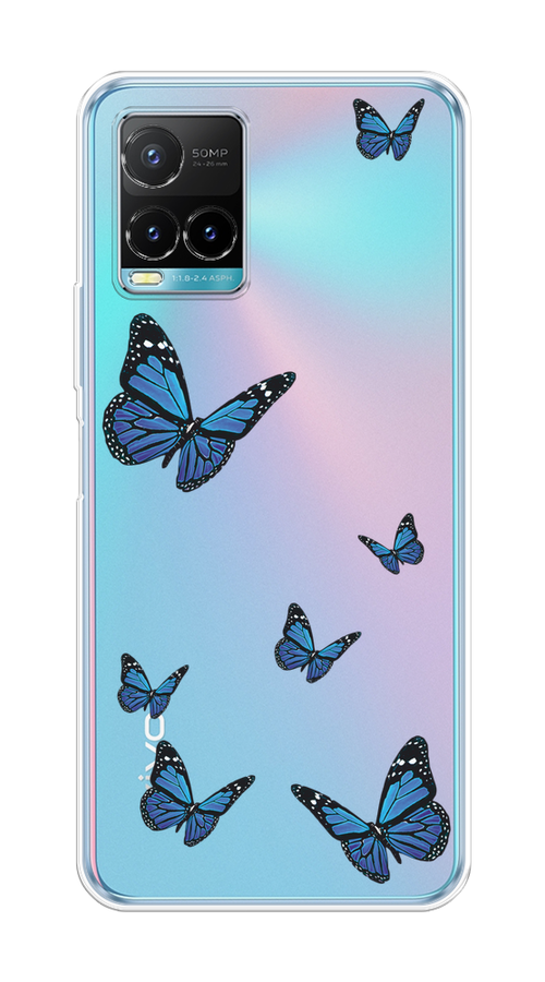 

Чехол на Vivo Y33s/Y21 "Blue butterflies", Синий;черный, 265850-1