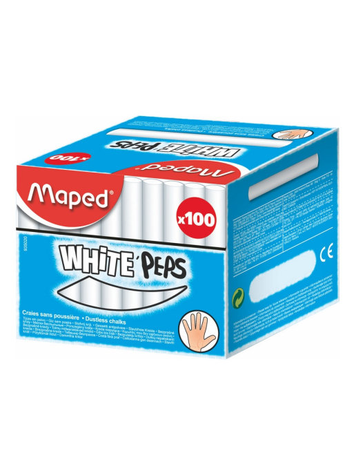 

Мелки круглые для школы и офиса MAPED White Peps, белые (100шт), White'Peps