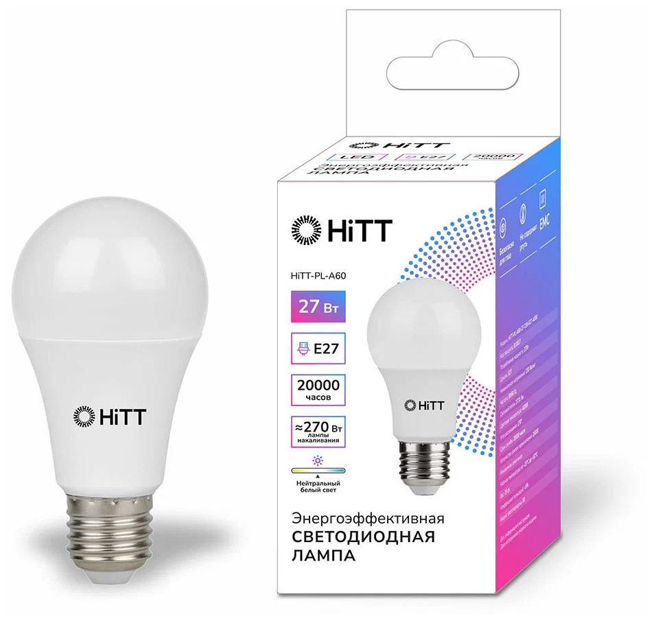 

Лампа светодиодная Hitt-PL-A60 E27 30 Вт 6500 К груша тонированная