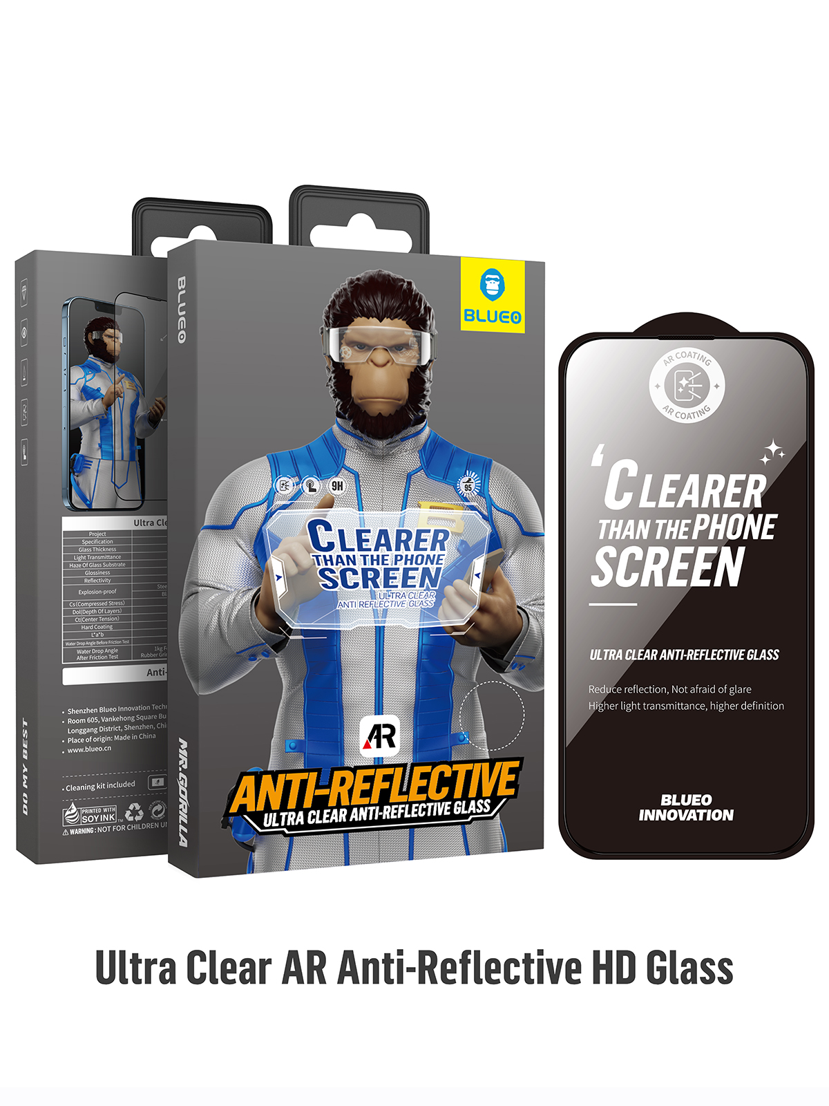 Стекло BlueO для iPhone 14 Pro AR Anti-reflective Black ультра-прозрачное