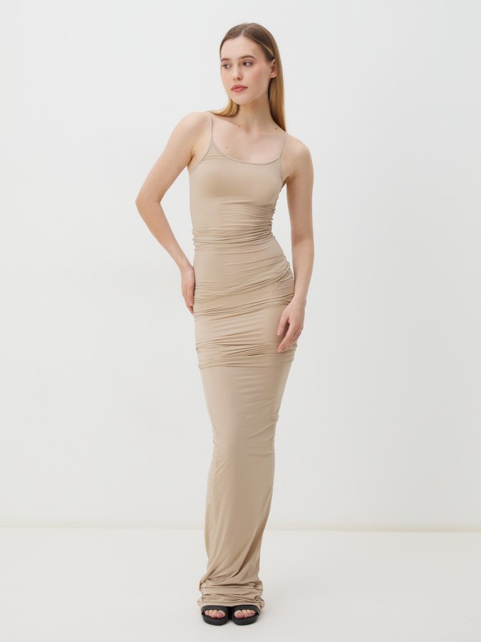 

Платье женское Maison David ML24-85 бежевое S, Бежевый, ML24-85