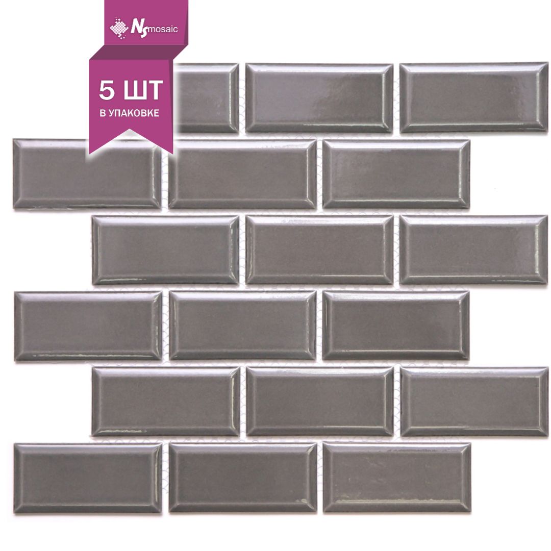 

Мозаика керамическая NSmosaic PR4595-35 размер 291x296 чип 45x95х5мм цвет серый, PR4595-35