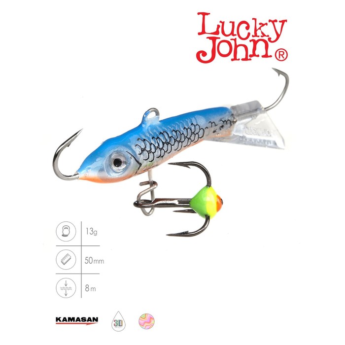 

Балансир Lucky John CLASSIC 5 + тр. 50мм/45H блистер, Голубой;прозрачный, Classic 5