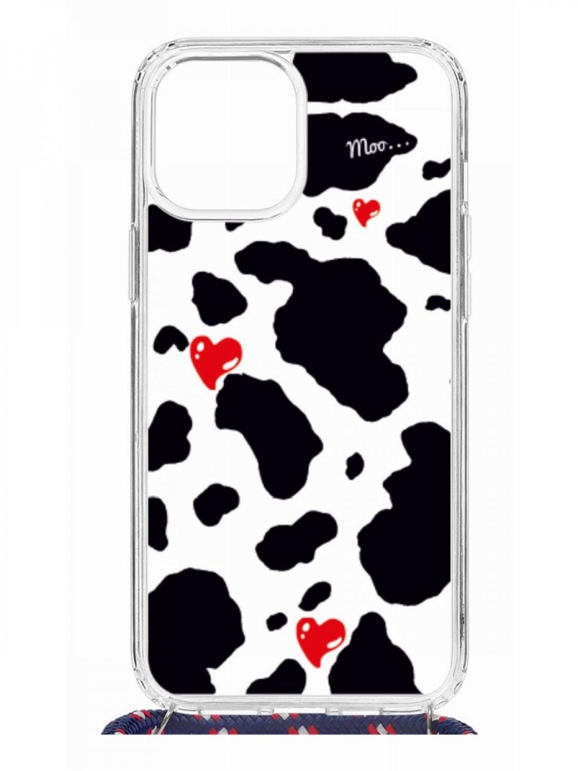 Противоударный чехол для iPhone 12 Pro Max Kruche Print MagSafe Корова со шнурком на шею