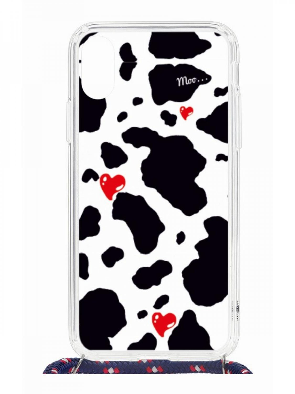 Противоударный чехол для iPhone X Kruche Print MagSafe Корова со шнурком на шею