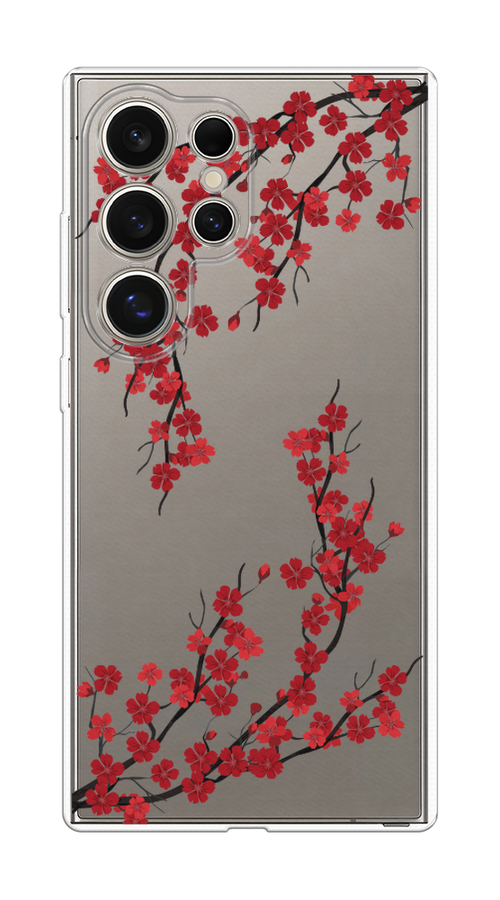 

Чехол на Samsung Galaxy S25 Ultra Красная сакура, Красный;черный, 2110550-1