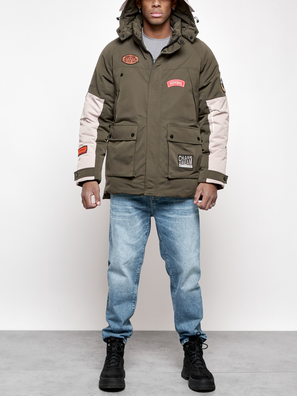 Зимняя куртка мужская AD88906 хаки XL