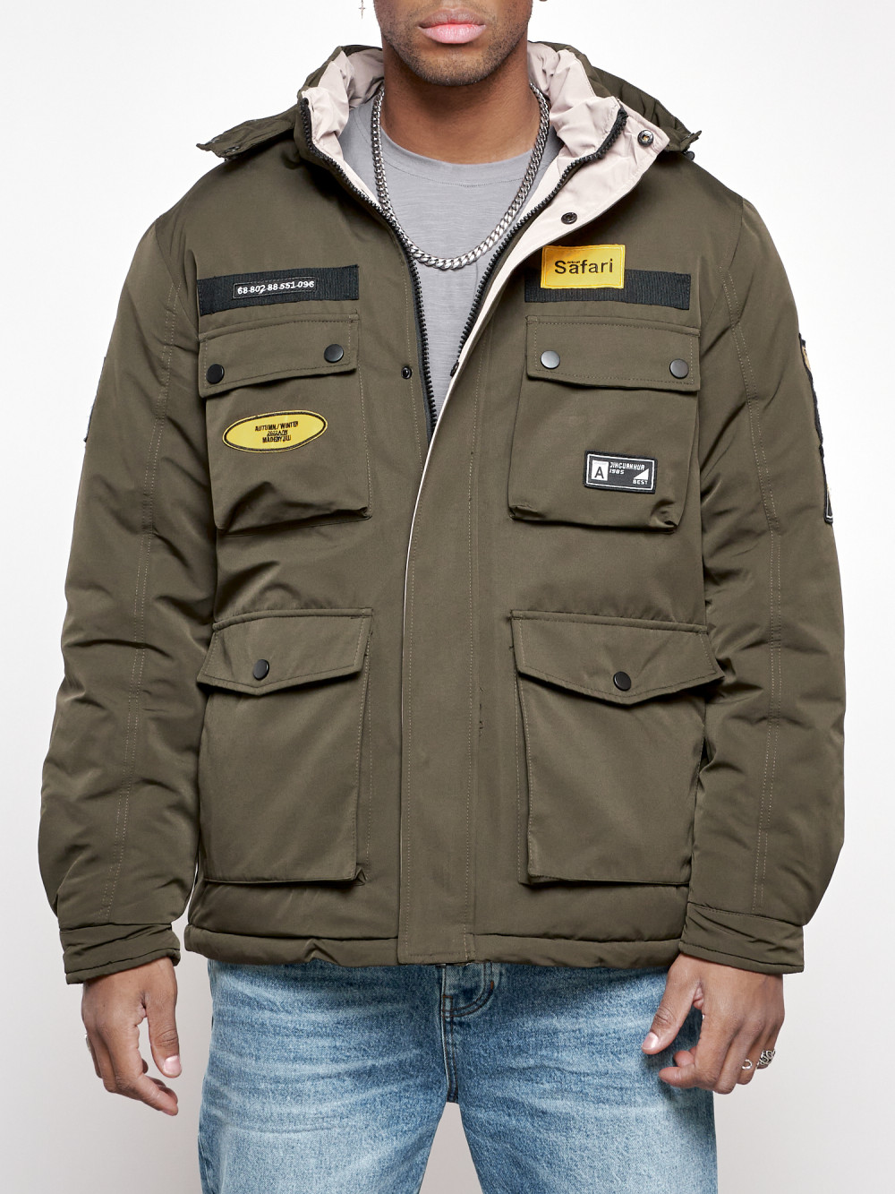 Зимняя куртка мужская AD88905 хаки XL