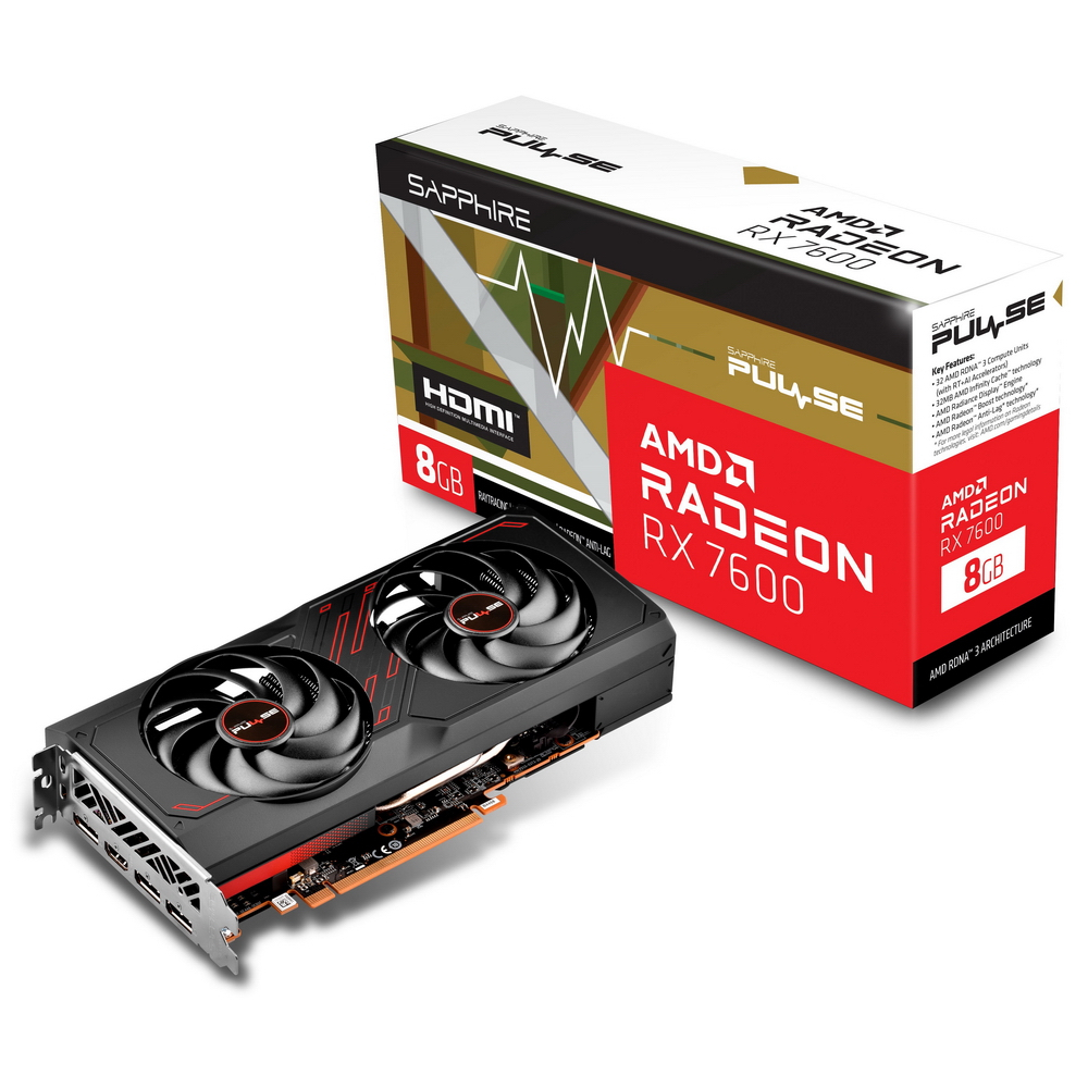 

Видеокарта Sapphire AMD Radeon RX 7600 PULSE (11324-01-20G), Radeon RX 7600 PULSE