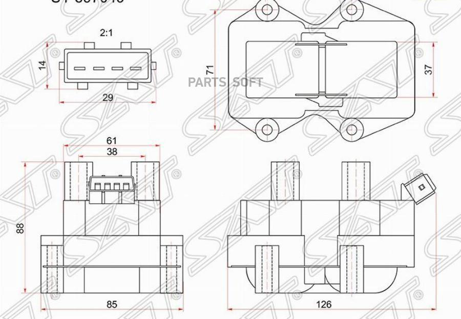 Катушка Зажигания Peugeot 106/206/306/309/405 00-10 (Модуль) Sat арт. ST-597049