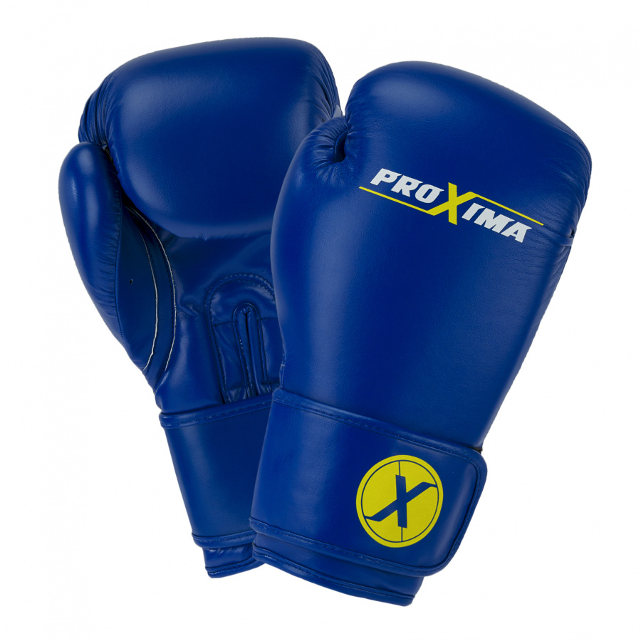 Боксерские перчатки Proxima натуральная кожа синие, 12 унций