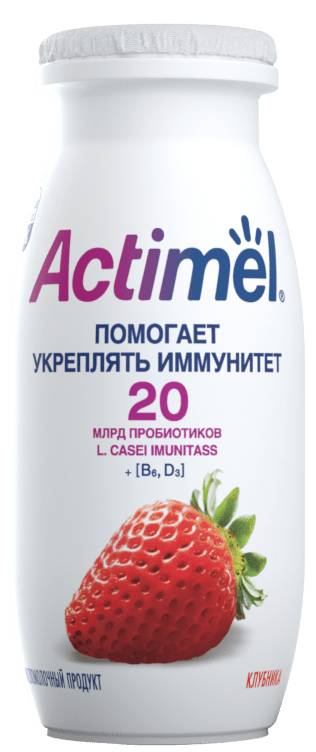 фото Кисломолочный напиток actimel с клубникой 1,5% 95 г