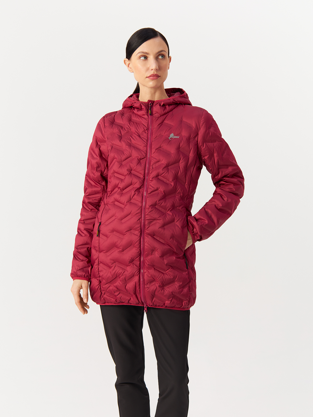 Пуховик женский Ande MONT BLANC 3/4 LADY JKT W23019, бордовый, L