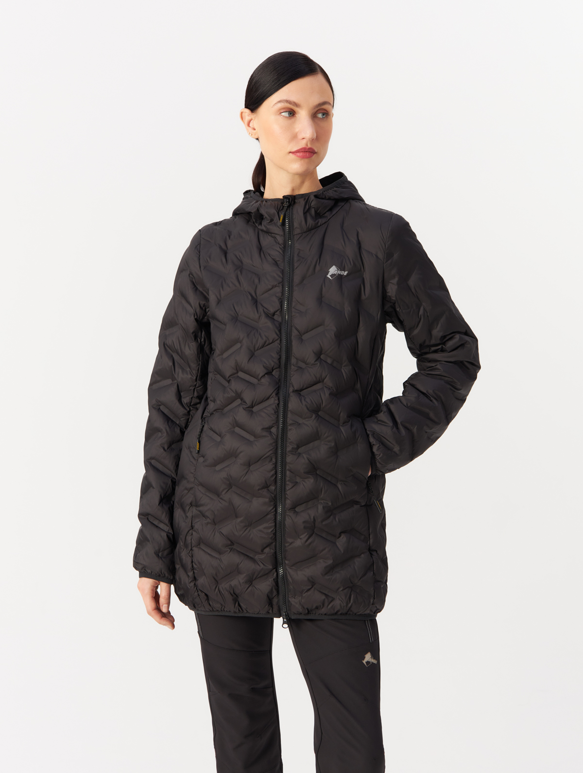 Пуховик женский Ande MONT BLANC 3/4 LADY JKT W23019, черный, L