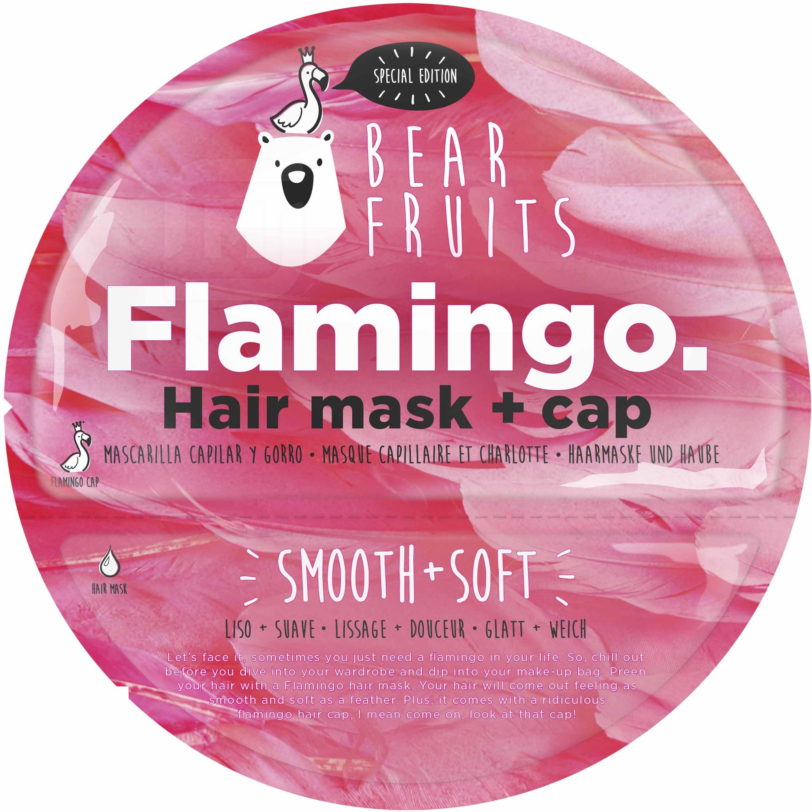 фото Маска для волос bear fruits ‎гладкость фламинго с шапочкой 20 г