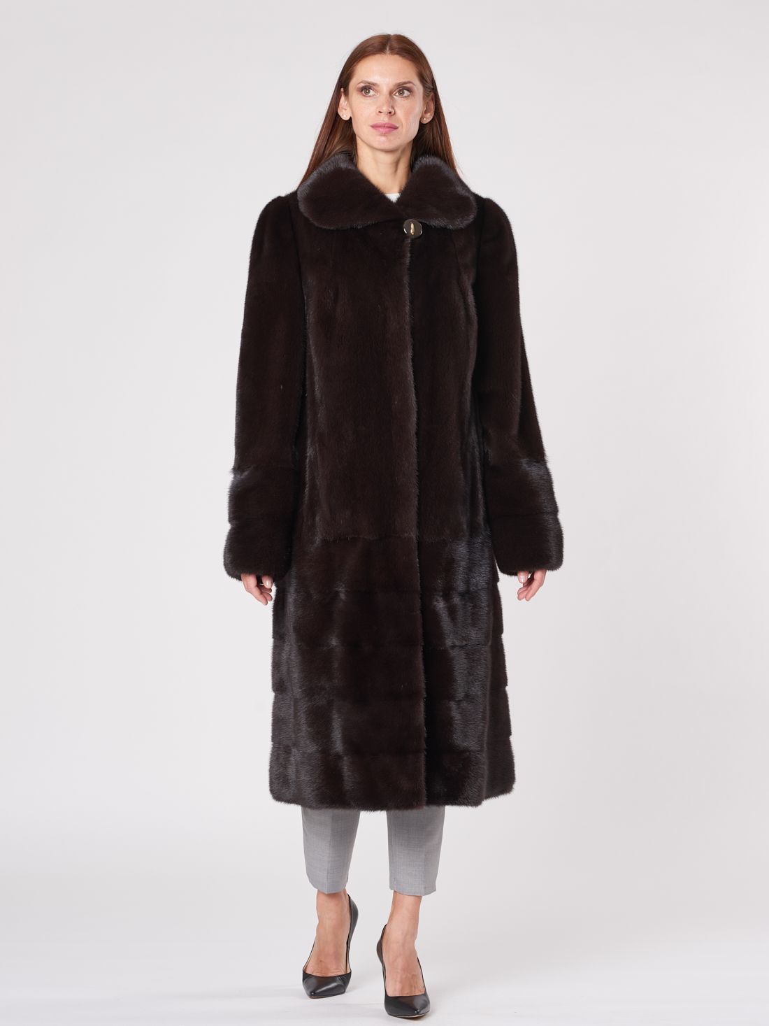 Шуба женская mishel-mex М-32566 коричневая 50 RU