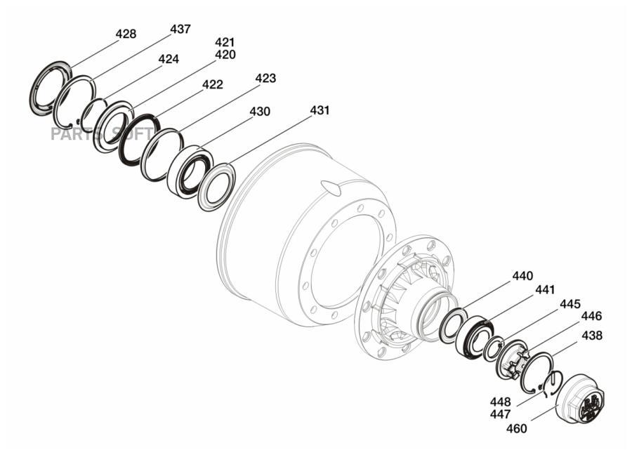 

Р/к ступицы полный 33116+32310+маслоотраж.шайбы+крышка+упл.кольца+гайка+стопора \BPW
